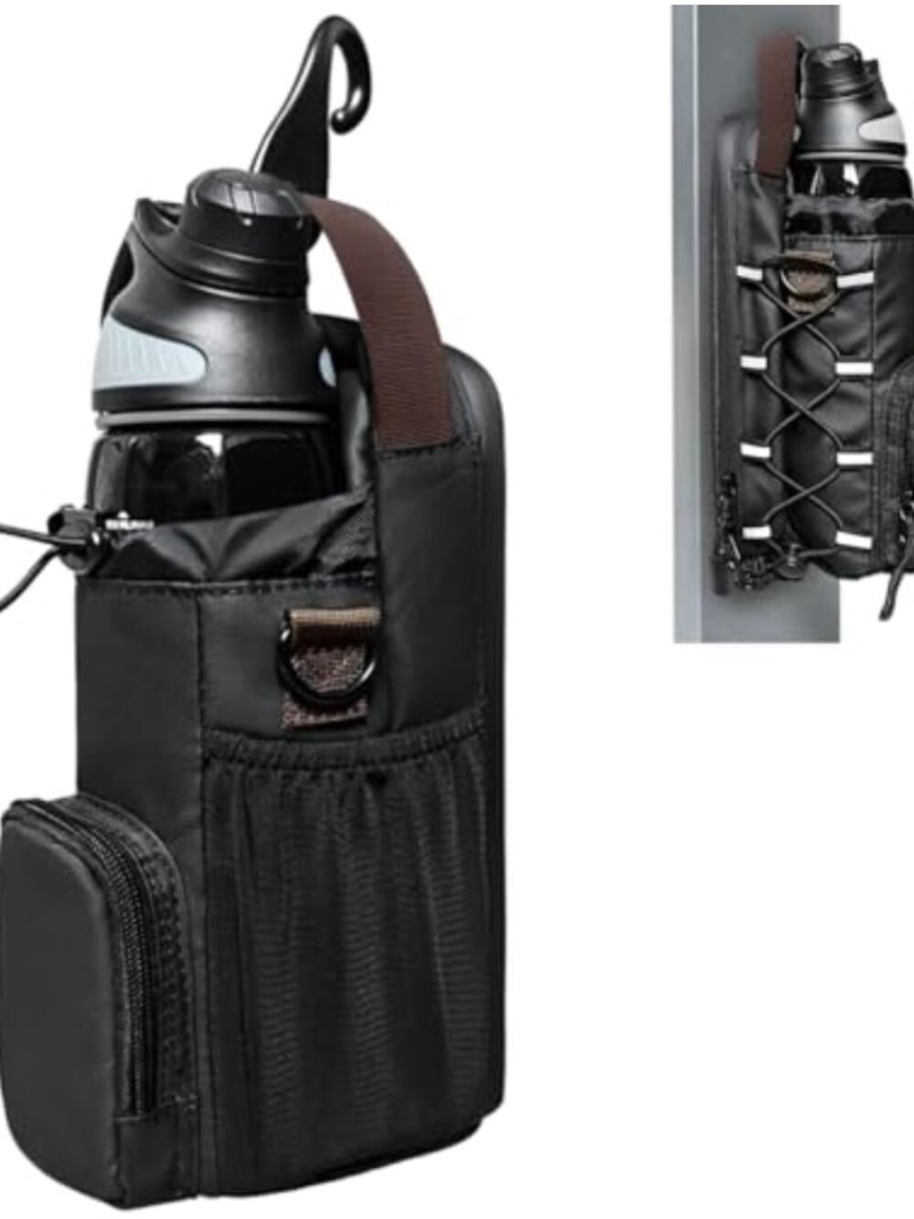 Magnetic Crossbody Water Bottle Carrier Nylon Adjustable Shoulder Strap Gym